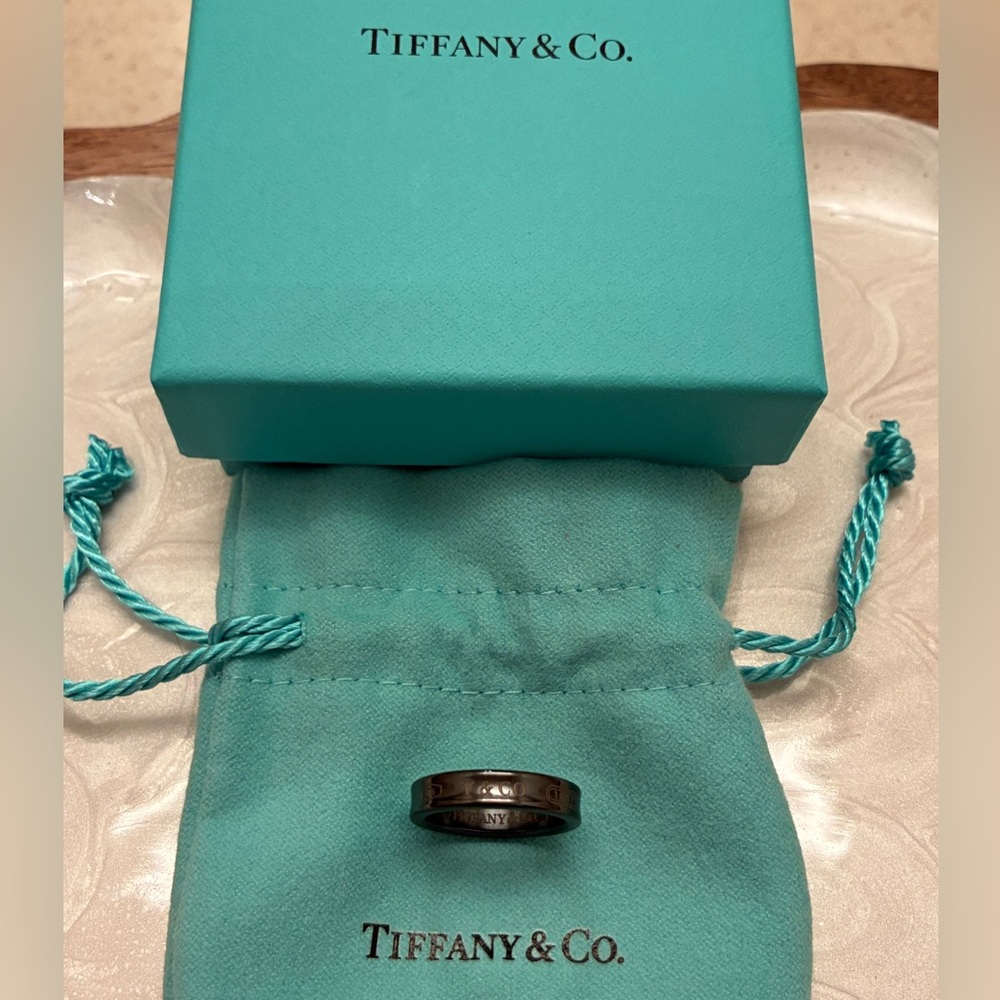 Tiffany & Co. 1837 Titanium Narrow Unisex Ring Sz 5